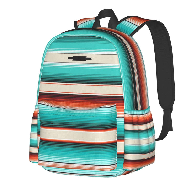 Tezmd Mexican Turquoise Aztec Western Backpack Boho School Bag Stripes Lightweight Bookbag Casual Daypack for Girls Boys Kids Women Men Travel Laptop 16 Inch