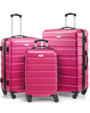 Suitour Luggage 3 Piece Sets Hard Shell Luggage Set with Spinner Wheels, TSA Lock, 20 24 28 inch Travel Suitcase Sets,Rose Red