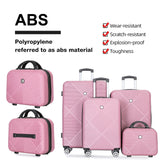 Tripcomp Luggage 4 Piece Set, Hardshell ABS Suitcase Set with Double Spinner Wheels, Lightweight Durable Large Luggage set, Carry On and Checked Travel Luggage, Pink