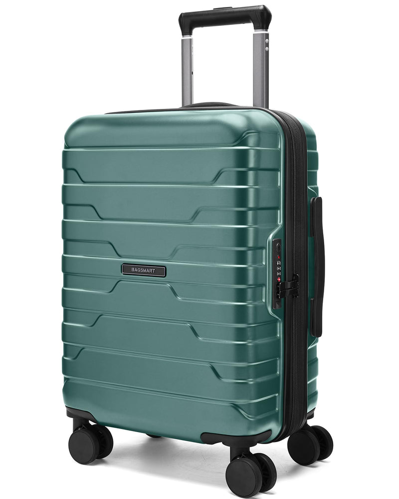 BAGSMART Carry On Luggage 22x14x9 Airline Approved with Spinner Wheels,Lightweight 20 Inch Luggage with TSA Lock,Expandable Hard Shell Carry On Suitcases for Men Women,Pine Green