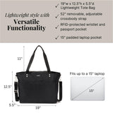 Baggallini Carryall Laptop Tote - Medium 12x19 Inch Travel Crossbody Shoulder Bag
