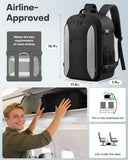 HOTOR Travel Backpack - TSA-Friendly Carry-On Backpack for Men & Women, Internal Luggage Straps & Waterproof Pocket, Perfect for Travel Essentials, Work, Commuting, 16.9" x 11.4" x 7.9", Black