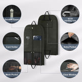 Heavy Duty Large Travel Garment Bag for Hanging Clothes, Zippered Clothing Storage with Multiple Pockets, Breathable Fabric for Dresses and Suits, Moving and Closet Organizer, Black