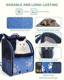 Cat Backpack Carrier, Ventilated Cat Backpack with Reflective Strips, Foldable Cat Carrying Backpack for Kitty Small Dog up to 15lbs (Blue)