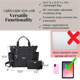 3-in-1 Convertible Backpack Tote Handbag - 15x12" Lightweight Travel Bag w/ RFID Phone Wristlet