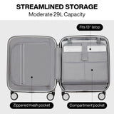 mixi Underseat Carry on Luggage 16 Inch Hardshell PC Suitcase with Spinner Wheels TSA Lock for Travel, Smoke White