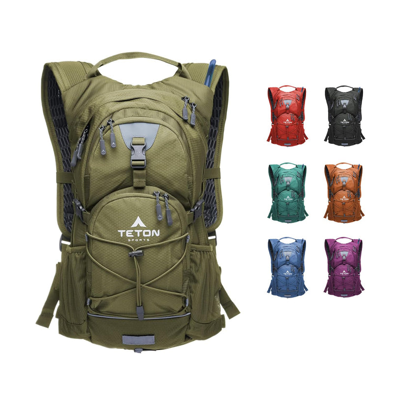 Teton Oasis Hydration Backpack – Lightweight Water Pack with Bladder for Hiking, Running, Cycling, Biking – 18L/22L Sizes – Sewn-in Rain Cover – Fits Men and Women