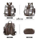 ZOCAI Backpack Purse for Women Fashion Backpack Purses PU Leather Daypacks Anti-Theft Shoulder Bag Satchel Purse(Khaki)