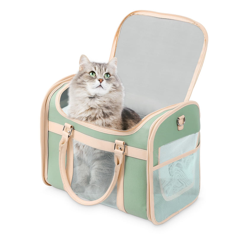 Lilliella Airline Approved Pet Carrier Backpack, Waterproof PU Foldable Design with Light-Blocking Ventilation, TSA-Compliant Travel Bag for Cats & Small Dogs – Easy Hose Wash & 360° Breathable Mesh