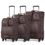Hanke 3 Piece luggage Sets Softside Expandable luggage with Spinner Wheels TSA Lock,Travel Lightweight Luggage Sets,Coffee