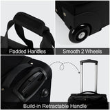 Modoker Convertible Rolling Garment Bag for Travel, Suit Travel Bag with Trolley, Garment Duffel Bag with Wheels & Shoes Compartment for Business Trip, Weekender - Black