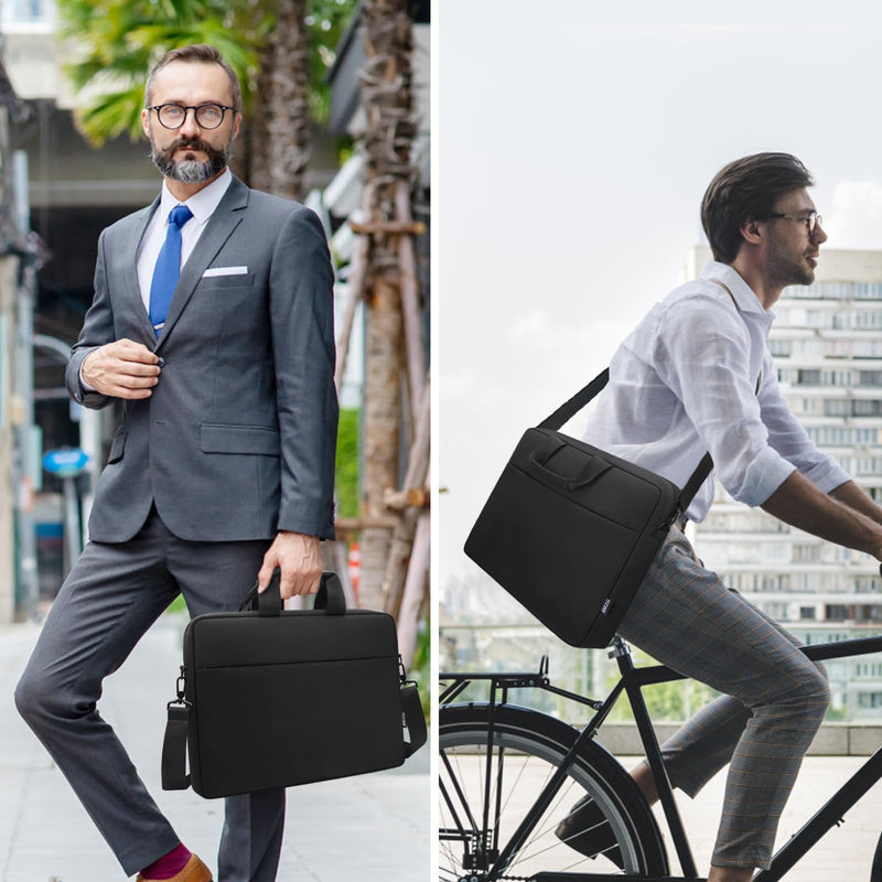 TECOOL Laptop Bag 15 15.6 16 Inch, Waterproof Laptop Case Sleeve Messenger Bag Briefcase with Shoulder Strap for 15 15.6 16 Inch Lenovo HP Dell Acer ASUS Notebook, MacBook Pro 16, Black