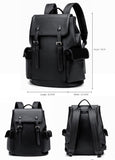 ROSTNK Leather Backpack for Men Black Laptop Computer Backpack Large Capacity Business Ladies Retro Leisure Travel Backpack (Backpack), XL-65028