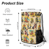 Western Drawstring Backpack Gym Bag With Shoe Compartment String Bag Sport Beach Swimming Sackpack For Women Men