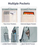 WANDF Drawstring Backpack for Women, Lightweight Gym Bag with Yoga Mat Strap, Water-Resistant String Backpack with Mesh Pocket (Grey, Patent Pending)