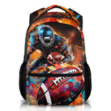Homexzdiy Football School Backpack for Boys, Football Backpacks for Kids Students Age 6-18, Kids Bookbag for Primary, Middle High School, 17 Inch Large Capacity Schoolbag Supplies Gifts