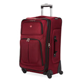 SwissGear Sion Softside Expandable Luggage – Medium Checked Suitcase with 360 Degree Wheels & Retractable Handle – 25 Inch, Perfect for 1-7 Night Trips – Burgundy
