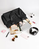 KALIDI Yoga Tote Bag for Women with Zipper Large Shoulder Bag Handbag with Pockets for Travel Vacation Work Gym Workout, Black