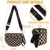 URSKYTOUS Checkered Crossbody Bag for Women Nylon Bum Bag Oversized Trendy Fanny Pack Checkered Diaper Bags Large Capacity Spacious Crossbody Bags Purse with Adjustable Strap