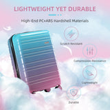 LARVENDER Luggage Sets 6 Piece, Expandable PC+ABS Hardside Multicolor Suitcase Sets with TSA Lock Double Spinner Wheels, Cotton Candy