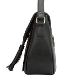 KKXIU Casual Flap Saddle Crossbody Bags for Women Small Handbags PU Leather Shoulder Bag Purse with Tassel (Z-Black)