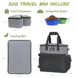 WOLT Dog Travel Bag Dog Bag for Traveling and Supplies with 2 Collapsible Bowls, 2 Food Containers, 1 Place Mat, Grey