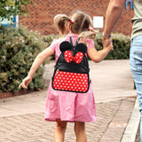 Dksyee Cute Red Backpack for Girl Bowknot Polka Dot Mini Mouse Leather Backpacks for Toddler Little Girl Backpack Kids Small Travel Backpacks Convertible Shoulder Bag Purse for Children Daypack