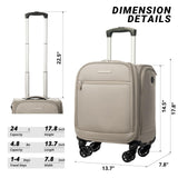 Verage Underseat Carry On Luggage with Wheels, 14.5-Inch Spinner Small Suitcase, Softside Lightweight Travel Bag for Men and Women, Airplane Carry On Bag, Pebble Gary