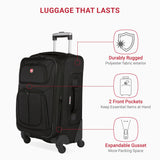 SWISSGEAR Sion Softside Expandable Spinner Luggage Durable Lightweight Travel Suitcase, Black, 2-Piece Set (21/29)