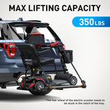 Rockland Electric Wheelchair/Scooter Carrier with Automatic Lift, 350 LBS Capacity, Foldable Design, Manual Crank for 2" Hitch Receiver, Heavy-Duty Mobility Lift for Easy Transport