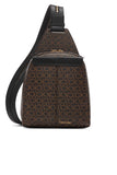 Calvin Klein Women's Millie Backpack for Women – Vegan Leather Monogram Backpack, 2 Pockets, Brown/Khaki/Black, One Size
