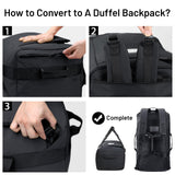 MIER 60L Water Resistant Backpack Duffle Heavy Duty Convertible Duffle Bag with Backpack Straps for Gym, Sports, Travel, Black
