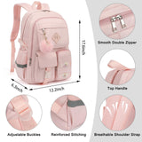 Xunteny College School Backpack for Girls, Women Travel Laptop Backpacks Teens Middle High School Bookbag (Pink)