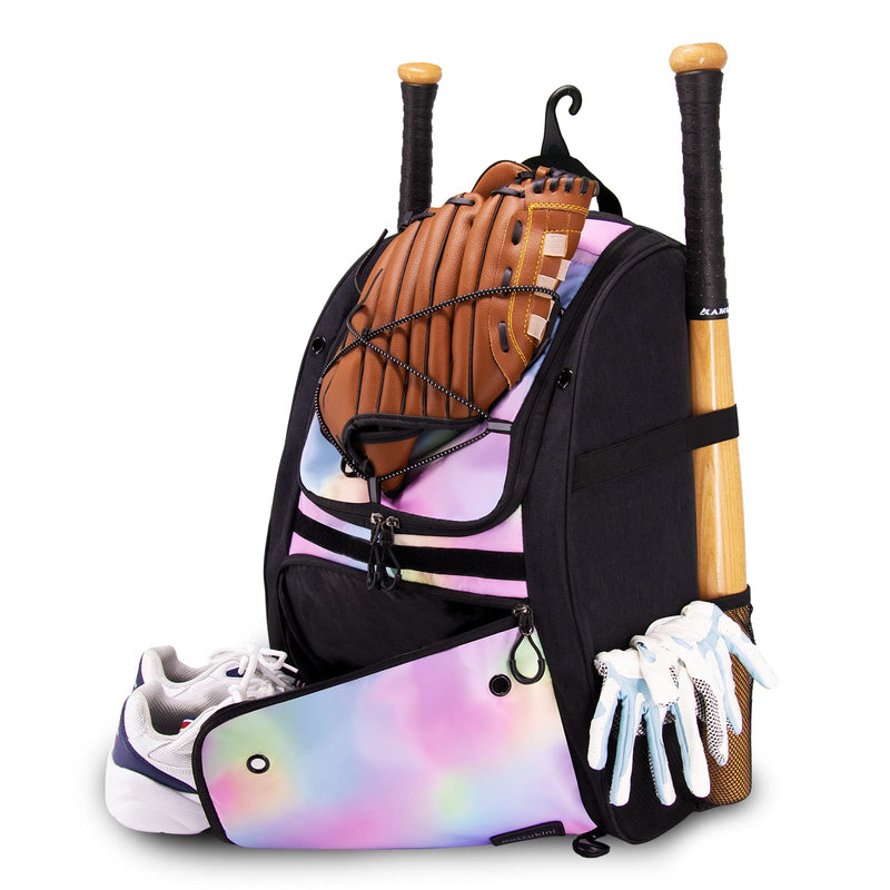 Softball Bag, Youth Baseball Backpack Softball Bat Bag with Vented Shoe Compartment, Baseball Equipment Bag TBall Bat for Batting Mitten, Helmet, Teeball Gear Adult Boys Girls Christmas Pink