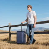 KYME Luggage Sets 2 Piece Hardshell 20"/24" Suitcase with Double Spinner Wheels Hardside Suitcases Sets with TSA Lock PC+ABS Travel Luggage (Navy Blue, 2Pcs Set(20"/24"))