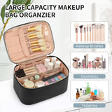 OCHEAL Makeup Bag, Portable Cosmetic Bag, Large Capacity Travel Makeup Case Organizer, Black For Women Toiletry Bag for Girls Traveling With Handle and Divider