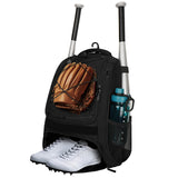 Youth Baseball Bag - Bat Backpack for Baseball, T-Ball & Softball Equipment & Gear, Bat & Glove Holder Gift, Large Main Compartment for Helmet & accessories, Separate Shoes Compartment, Fence Hook