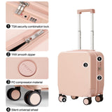 mixi 14 Inch Underseat Luggage Carry on Suitcase Free Boarding Personal Item Suitcases with Spinner Wheels Hardshell Lightweight PC for Short Travel, Pink