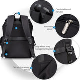 Colins Keirs Black Backpack for Men, 16 Inch Laptop Backpack with Computer Compartment, Drawstring Slim Waterproof Tech Backpack for Travel, Work, College or Daily Use