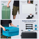 HanTrip Hard Shell Suitcases Airline Approved 20 Inch Carry on Luggage with Wheels, Expandable Travel Luggage with Cup Holder Charger Built in Lightweight Small Suitcase, Black