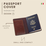 Maruse Italian Leather Passport Cover for Men and Women, Handmade in Italy, Brown