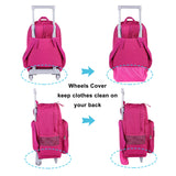 Tilami Rolling Backpack 18 inch Double Handle Wheeled Boys Girls Travel School Children Luggage Toddler Trip, Deep Pink