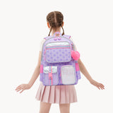 Meetbelify Girls Rolling Backpack with Wheels - Cute Kawaii Carry On Backpack for Elementary Students - Purple