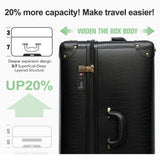 universal trotter 3-Piece High-Capacity Lightweight Vintage PU Leather Hardshell Luggage Set (20/24/28 Carry-on & Checked), Water-Resistant PU Trunk Style, 360° Spinner Wheels (Jet Black)