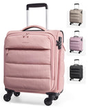 BAGSMART Underseat Carry on Luggage with Wheels, Soft Underseat Travel Luggage with PVC Wet/Dry Pockets, Lightweight Soft Personal Item Suitcase for Short Trip, Sakura Pink