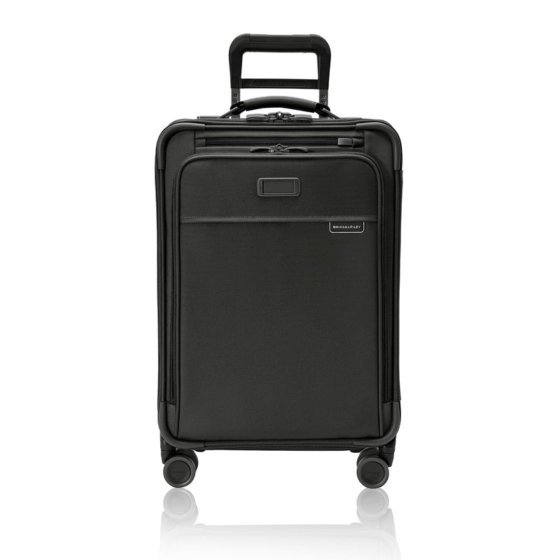 Briggs & Riley Essential 22" Carry On Expandable Spinner - Luggage for Travel, Suitcases with Wheels, Softside Rolling Bag for Men & Women, Self-Repairing Zipper - Baseline Collection, Black