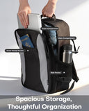 HOTOR Travel Backpack - TSA-Friendly Carry-On Backpack for Men & Women, Internal Luggage Straps & Waterproof Pocket, Perfect for Travel Essentials, Work, Commuting, 16.9" x 11.4" x 7.9", Black