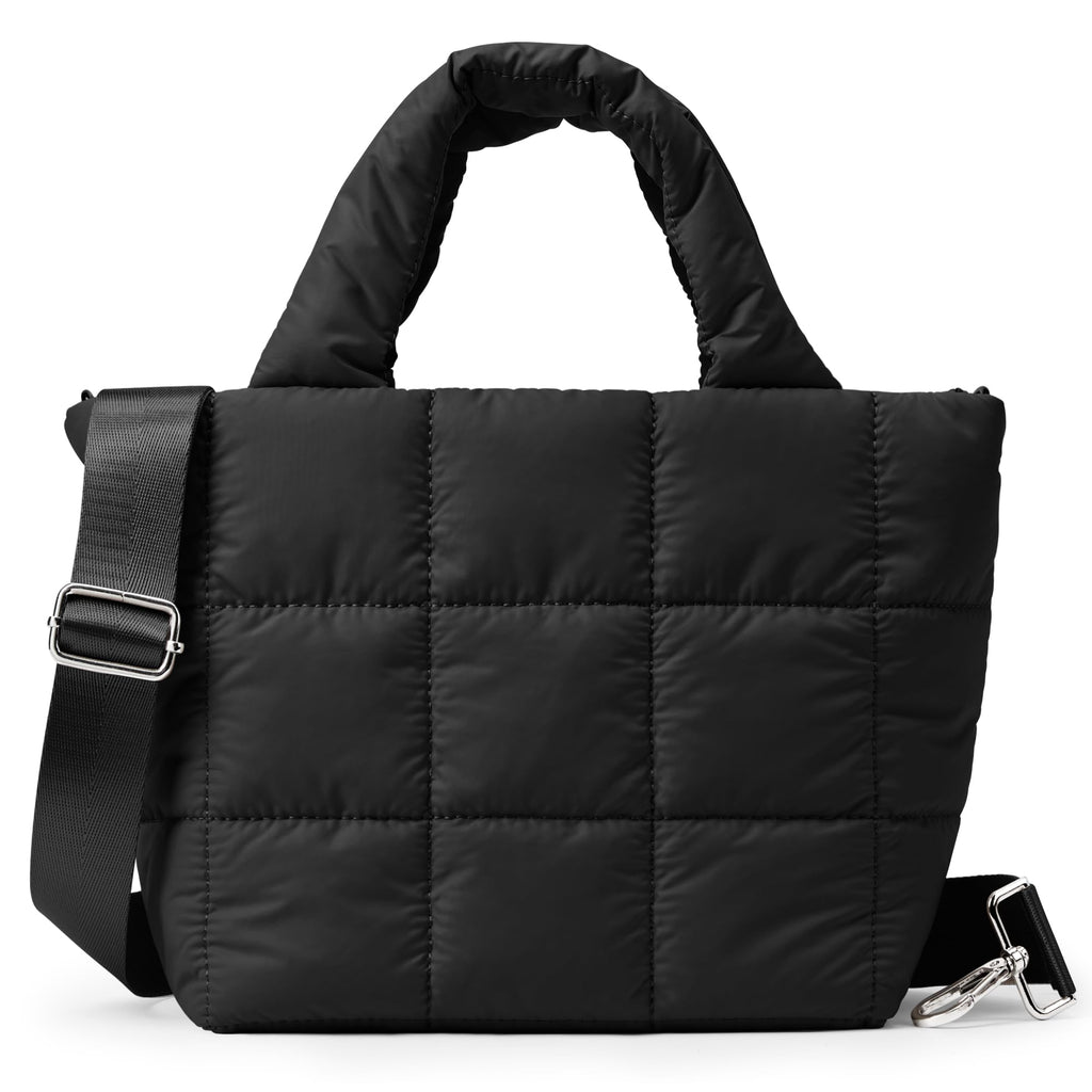 KALIDI Quilted Tote Bag Small Puffer Crossbody Bag for Women Lightweight Nylon Puffy Shoulder Handbag with Adjustable Strap