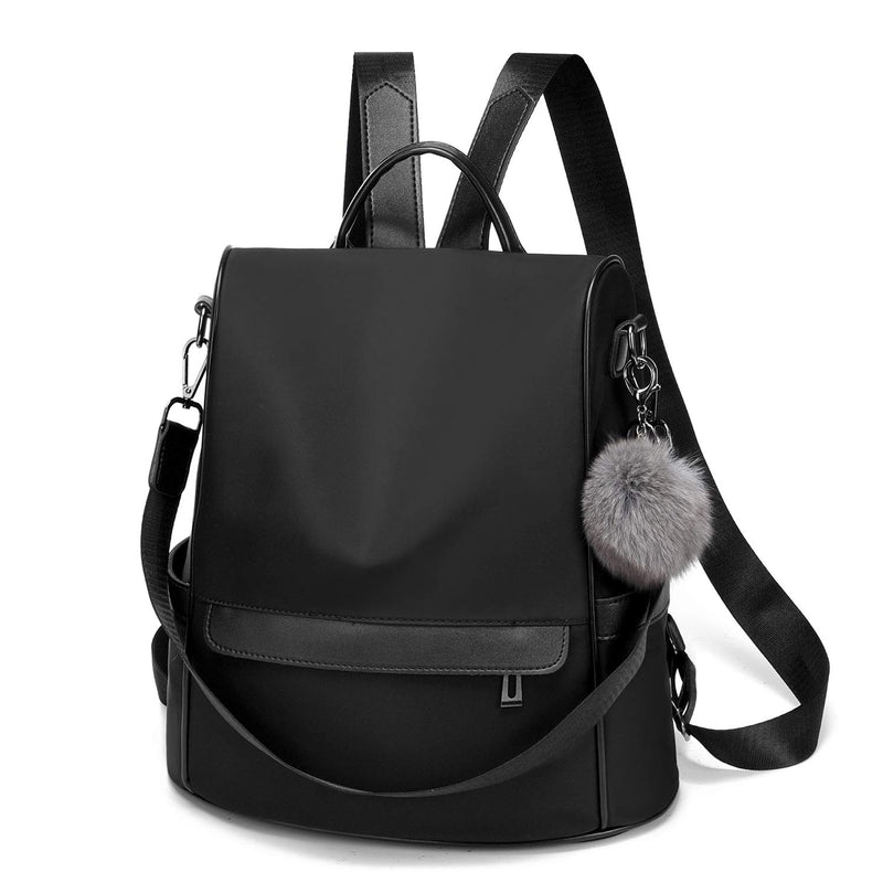CHERUTY Women Backpack Purse Nylon Anti-theft Fashion Casual Lightweight Travel Shoulder Bag (1-1 Black, Medium)