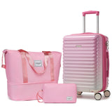 LARVENDER Carry on Luggage 22x14x9 Airline Approved, Expandable 20 Inch Hardside Suitcase with Wheels TSA Lock, PC+ABS Lightweight Carry on Suitcases for Women, Peach Sparkling (20/DB/TB)